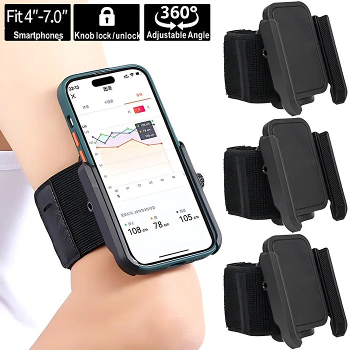 Wrist Armband Phone Holder with Adjustable Strap and 360° Rotation