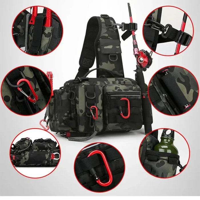 Multifunction Fishing Gear Shoulder Bag with Holder