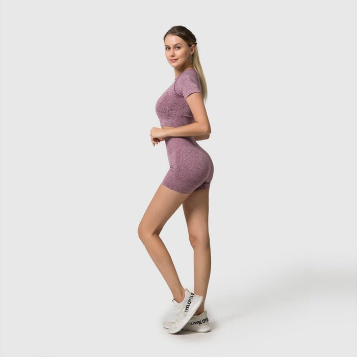 Short Sleeve Top & Shorts Gym Set - Flamin' Fitness